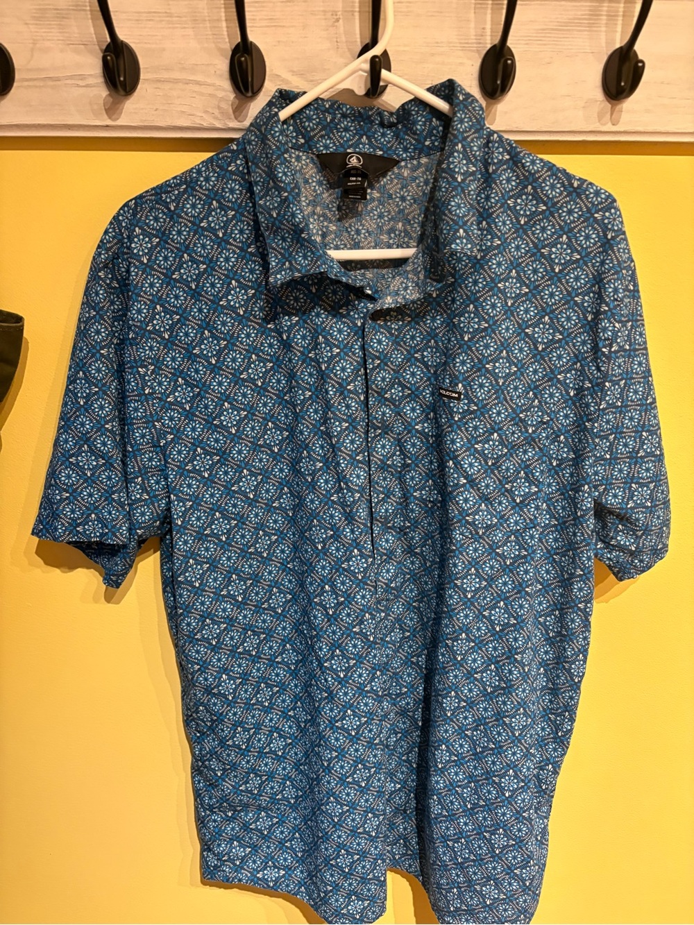 Volcom Blue Geometric Short-Sleeve Polo